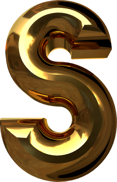 Letters in Gold. 3D Capital Letter S